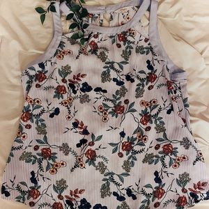 Candies Sleeveless Floral & Stripe Top